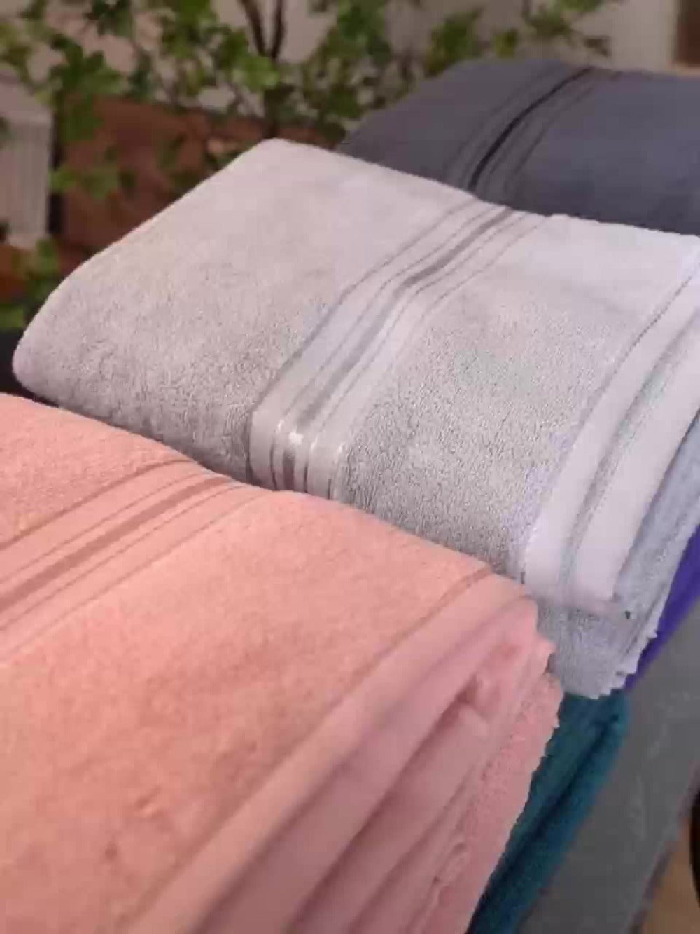 Cotton Bath Towel Set 8 Piece 550GSM Vintage Striped - 100% Cotton Hotel Quality Soft Absorbent Machine Washable | 2 Bath 2 Hand 4 Washcloths | 15 Colors | Bathroom Hotel Spa Gift