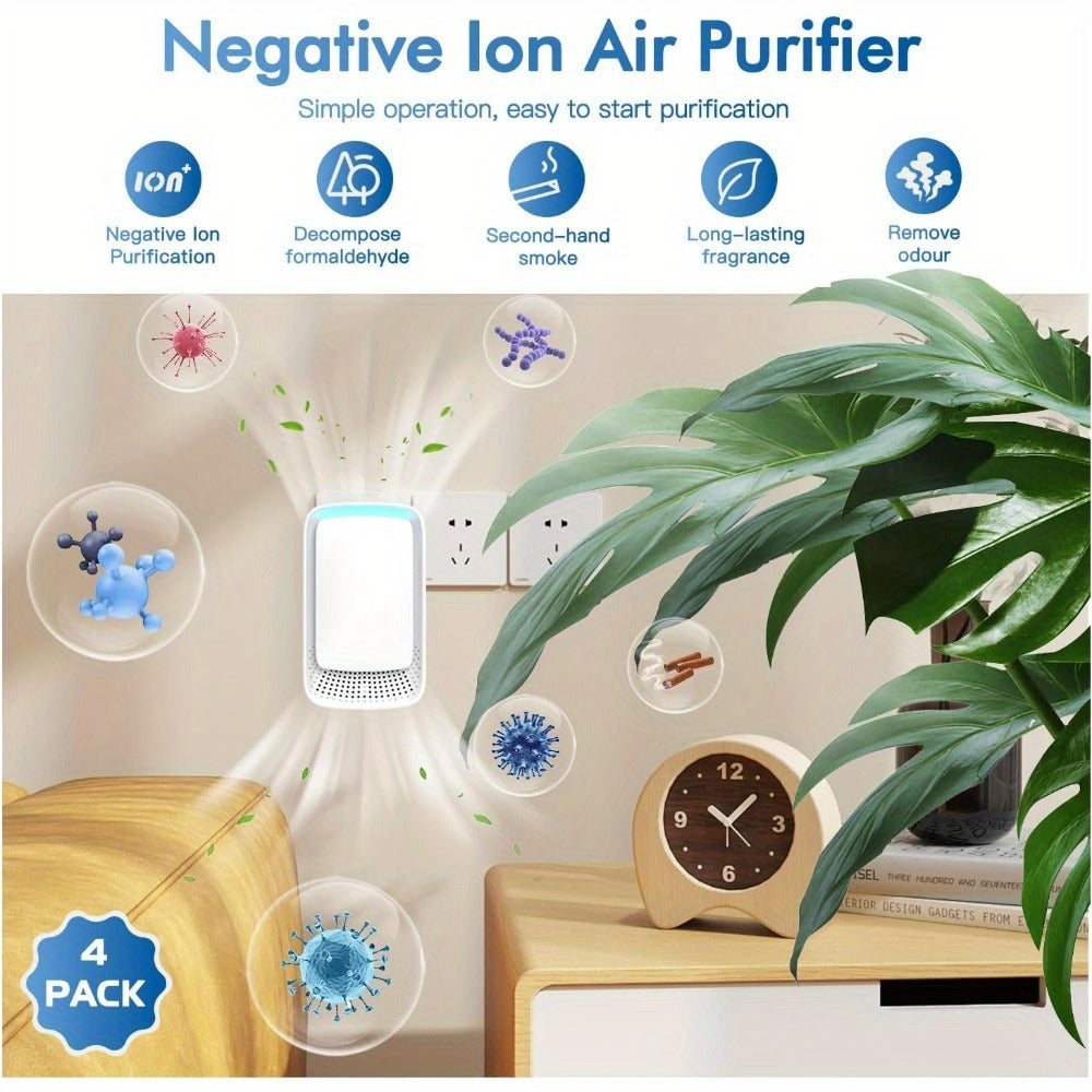 Plug-In Air Purifier Ionic ¨C Filterless & Silent Odor Neutralizer for Home, Pets, Office & Gym, Compact 24/7 Fresh Air, Zero Maintenance, Space-Saving Design, Ideal Gift (2 or 6 Pack)