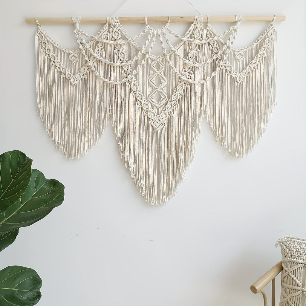 Large Macrame Wall Hanging 43x32 Inch Handmade Bohemian Woven Tapestry Boho Wall Decor for Bedroom Living Room Wedding Party Aesthetic Room Decor Artisan Cotton Rope Wall Art
