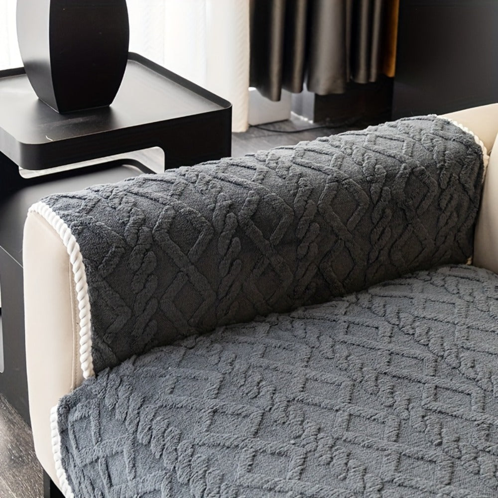 Plush Sofa Cover Couch Cover | Anti-Slip Pet Dog Friendly Velvet Sofa Mat, Single Two Three Four Seat, Backrest Armrest Pillow Cover, Living Room Bedroom Decor