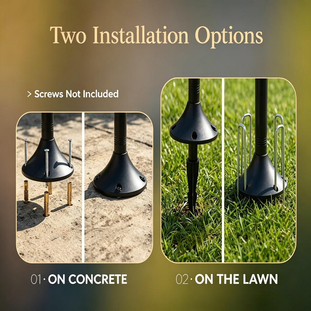 Solar Outdoor Lamp Post Pole Lights 2-Pack Built-in Lithium Battery Auto On Off Waterproof Garden Pathway Yard Porch Driveway Landscape Lighting