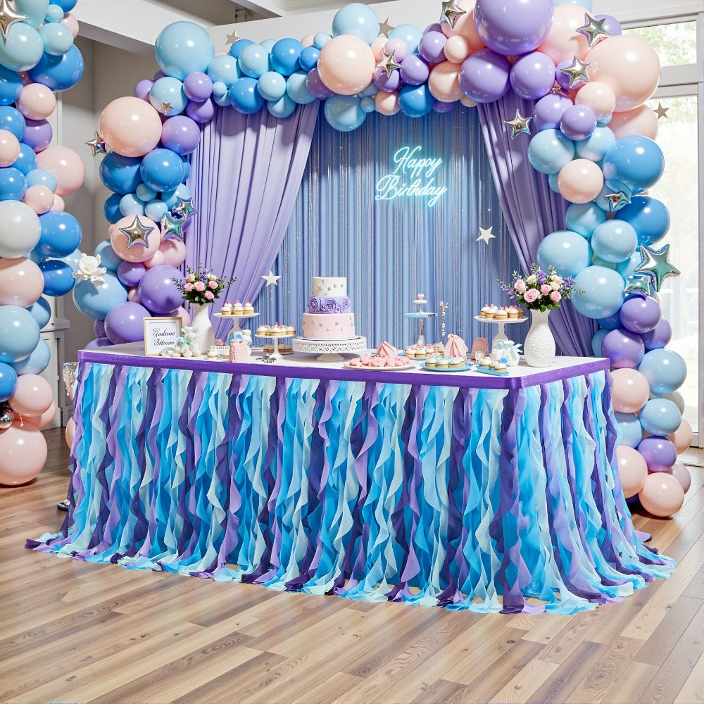 Tutu Table Skirt 6ft ¨C Ruffle Curly Willow Tulle Table Skirt for Rectangle & Round Tables, Birthday Party, Wedding, Baby Shower, Christmas & Halloween Decoration, Multiple Colors