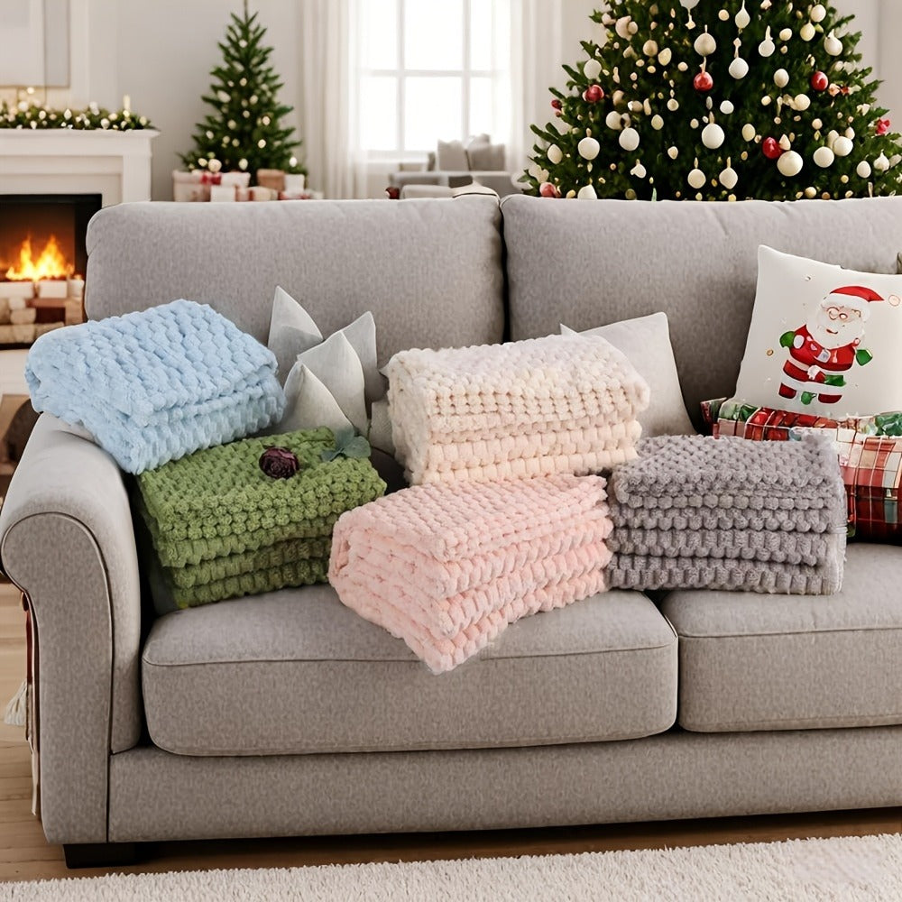 Quilted Flannel Throw Blanket ¨C 180-200gsm Soft Warm All-Season Bed Cover, 17 Patterns, Rhinestone & Checker Designs, 2 Sizes
