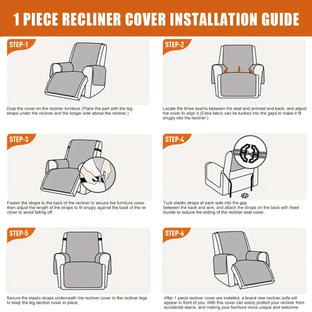 Recliner Chair Cover Waterproof Dual-Layer with Side Pockets Non-Slip Scratch Resistant Machine Washable Pet Protection 11 Colors