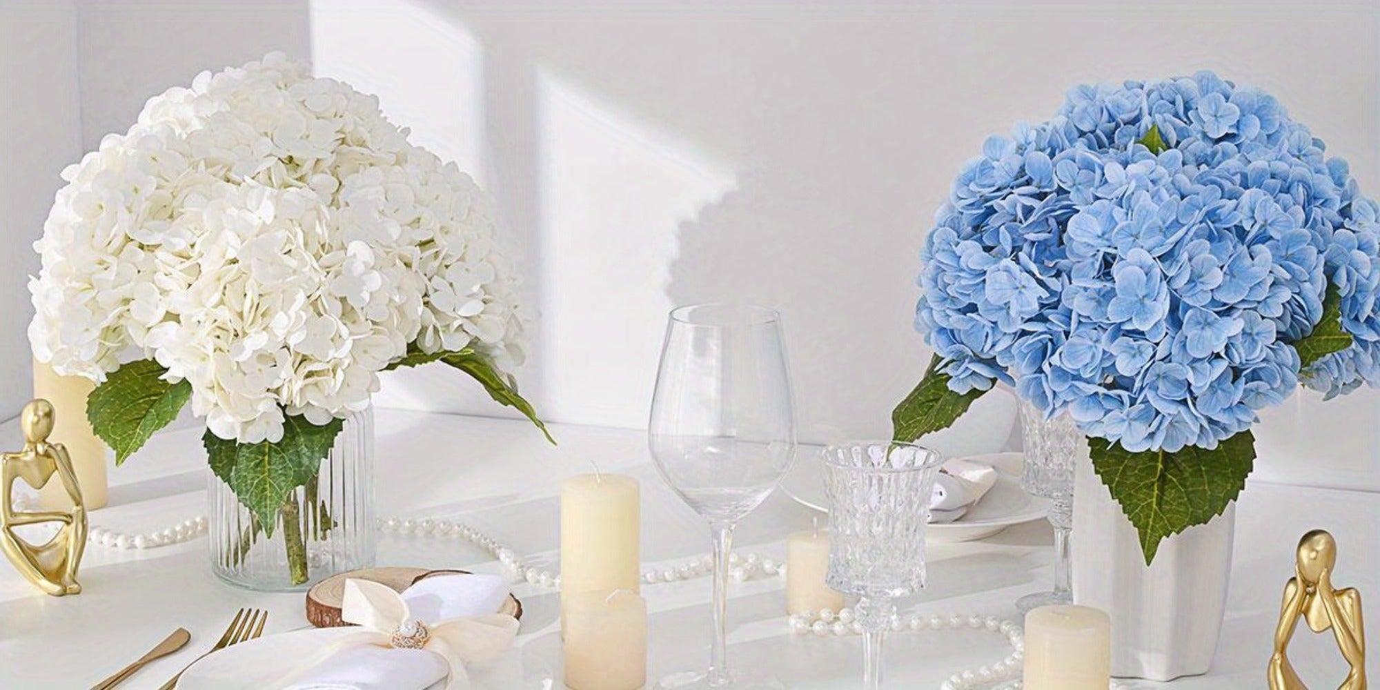 Real Touch Hydrangea Artificial Flowers 4/8pcs 21 Inch Full Latex Faux Hydrangea Stems for Wedding Table Centerpiece, Party Floral Arrangements, Home Vase Decor