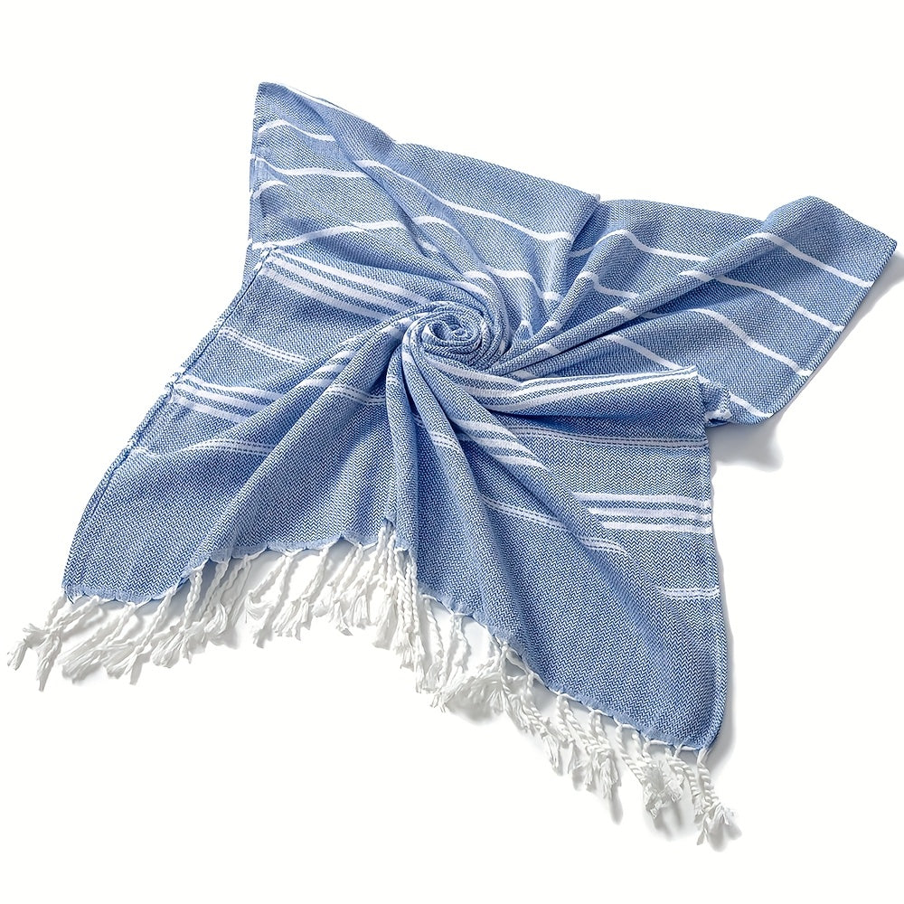 Turkish Striped Beach Towel Oversized 90x180cm 35.5x71in - Quick Dry Lightweight Sand Resistant Shrink Resistant | 10 Colors Blue Grey Orange Red Rose Brown Black Green Royal Blue Cyan | Pool Travel Gym