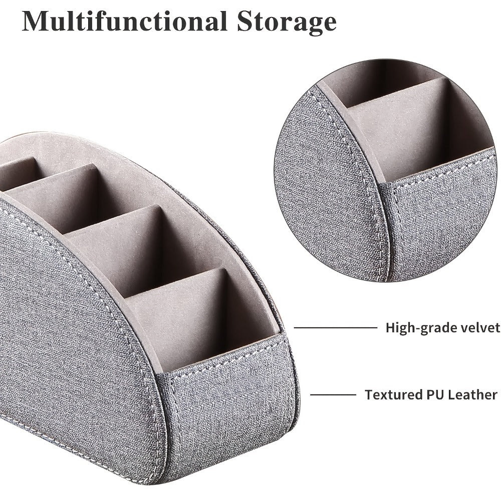 Faux Leather Desktop Organizer 5 Compartments ¨C Multifunctional Remote Control Holder Caddy, Pen Holder Storage Box for Remote Controls, Pens, Eyeglasses, Makeup Brushes & Office Stationery, 10 Styles