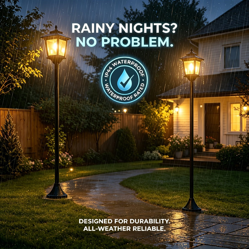 Solar Outdoor Lamp Post Pole Lights 2-Pack Built-in Lithium Battery Auto On Off Waterproof Garden Pathway Yard Porch Driveway Landscape Lighting