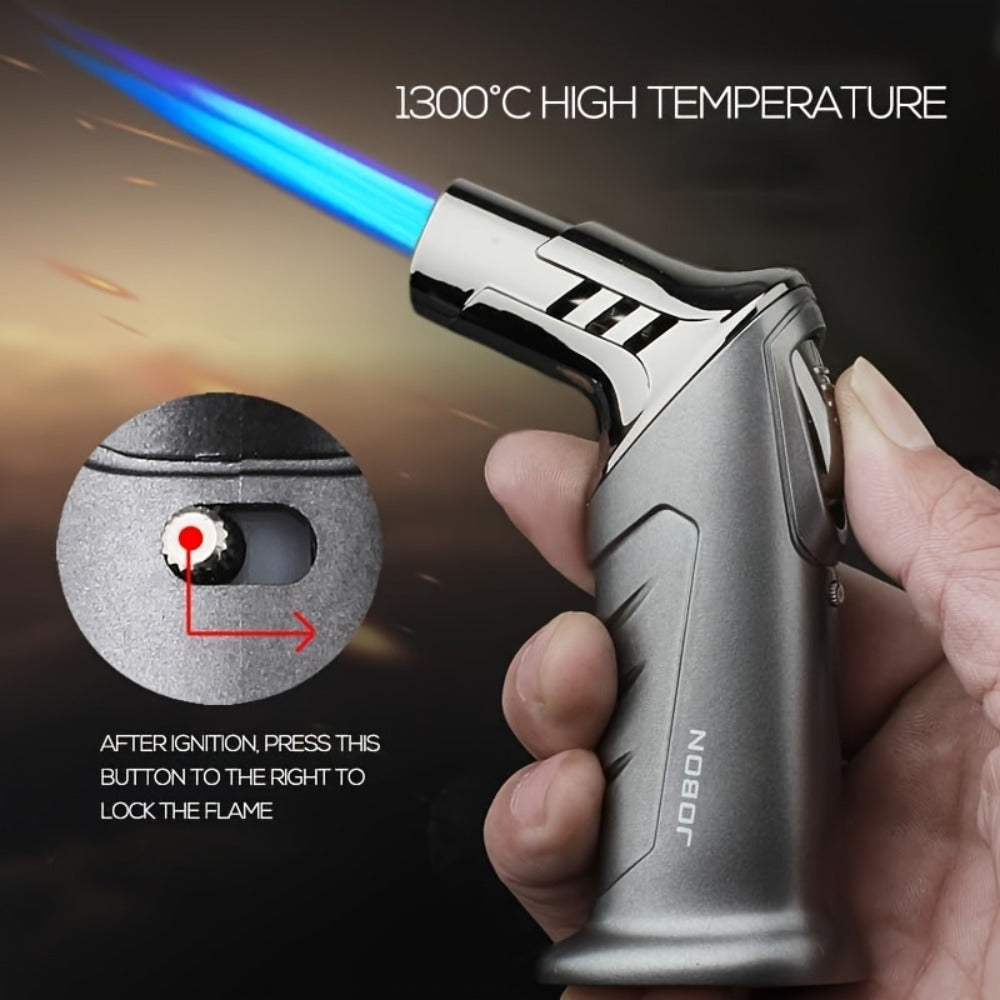 Butane Torch Lighter with Gift Box - Jobon Adjustable Flame Kitchen Torch, BBQ Camping Lighter for Men, Child Safety Lock, Windproof Refillable Jet Flame, Holiday Birthday Gift (Gas Not Included)