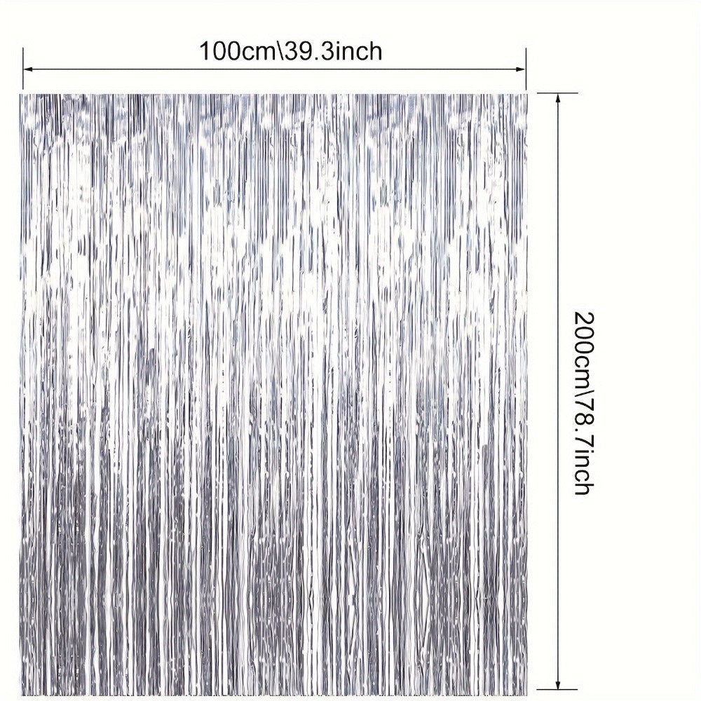 Tinsel Foil Backdrop 6 Packs Metallic Glitter Tassel Curtain ¨C Silver Laser Rain Streamer for Party Photo Booth Birthday Wedding Holiday Doorway Decoration