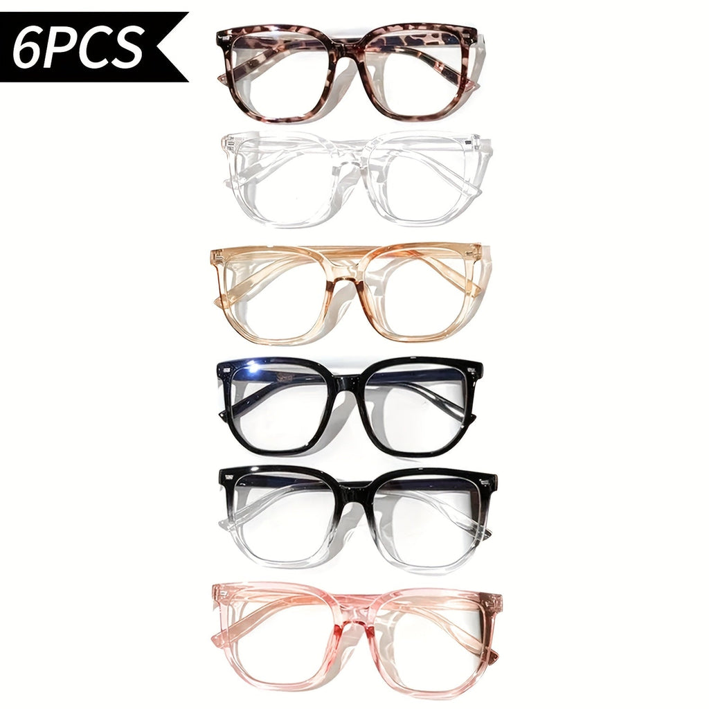 Blue Light Blocking Glasses 6 Pairs Anti Eye Strain Computer Gaming TV Phone Screen Readers Unisex Men Women UV Filter Eyewear Value Pack