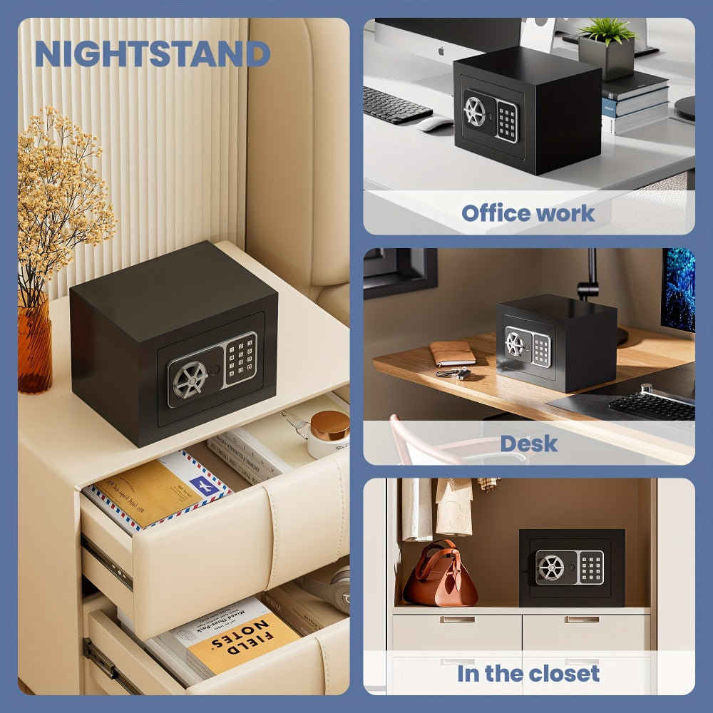 Fingerprint Safe Box with Password and Key Lock 0.3 0.8 1.13 1.71 Cu Ft Home Security Safe for Money Documents Passports Jewelry Bedroom Office Bedside Electronic Combination Lock Steel Safe