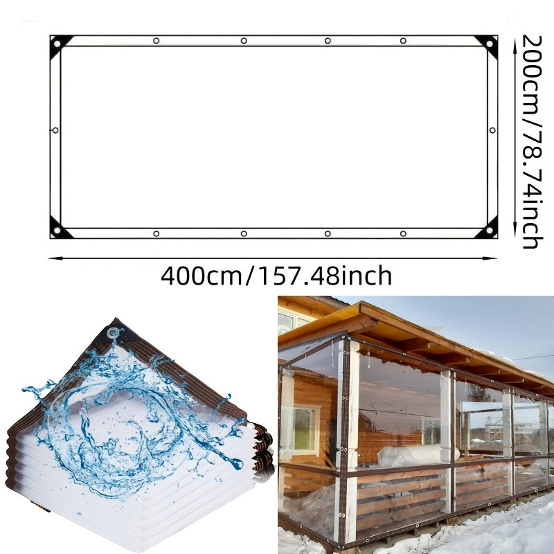 Clear Waterproof Tarp Heavy Duty Thickened Outdoor Cover with Sealed Edges, Transparent Rain Tarp for Patio, Porch Awning, Chicken Coop, Camping & Greenhouse, Multiple Sizes Available