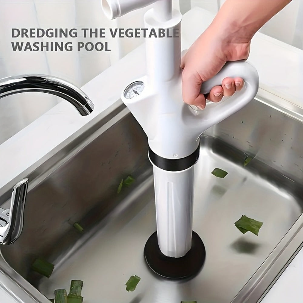 Heavy-Duty Drainage Spray Gun with Adjustable Pressure - Air Plunger Tool for Unclogging Toilets Sinks & Floor Drains, No Electricity Needed, Durable Plastic Design, 1pc White