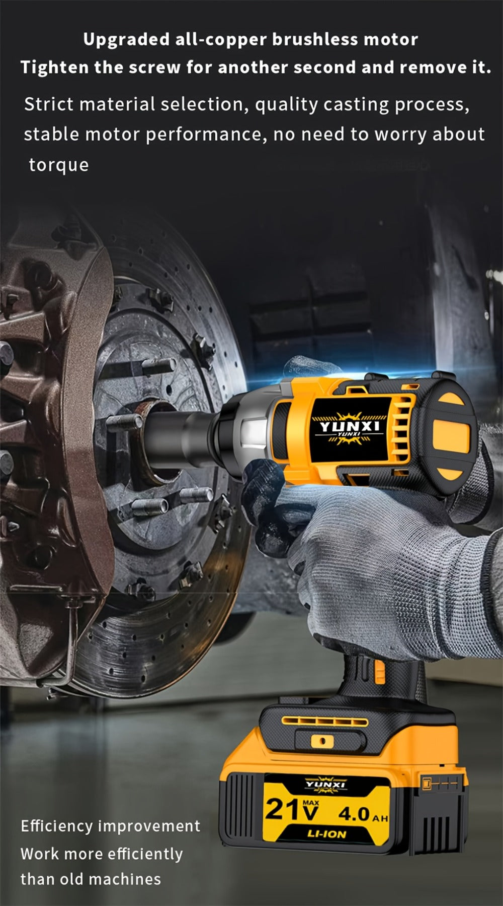 21V Cordless Impact Wrench Kit High Torque Brushless with 4000mAh Rechargeable Battery ¨C Wireless Power Wrench Driver for Car Motorcycle Repair, DIY Home Projects, Gift for Mechanics & Men