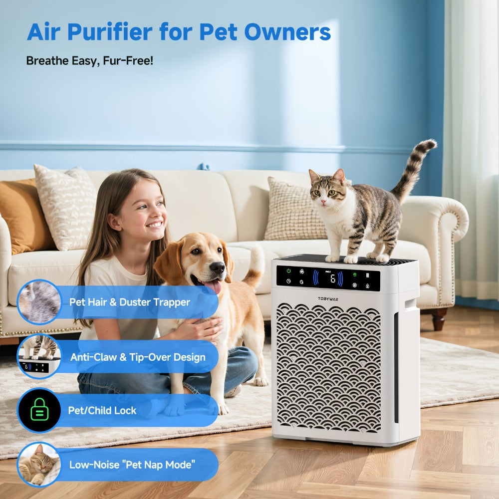 HEPA Air Purifier for Large Rooms Up to 3000 Sq Ft ¨C True HEPA Filter, Activated Carbon, Double-Sided Intake, Removes Dust, Pet Dander, Smoke & Odors, Sleep Mode 22dB, Aromatherapy, 19Hr Timer