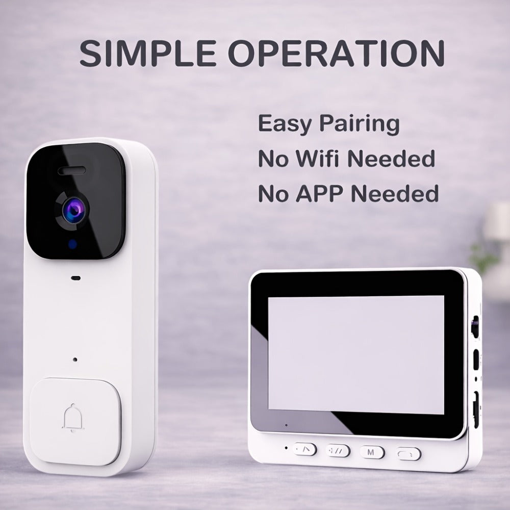 Smart Video Doorbell Wireless Touchscreen Display | Motion Detection 2-Way Audio Local Storage No Subscription | Easy No-Wire Install Home Security Doorbell Camera System
