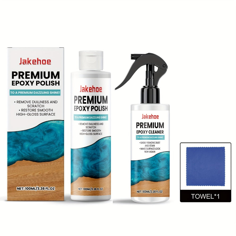 Epoxy Resin Polish & Cleaner 2pcs - Scratch Remover, High Gloss Restorer for Epoxy Surfaces
