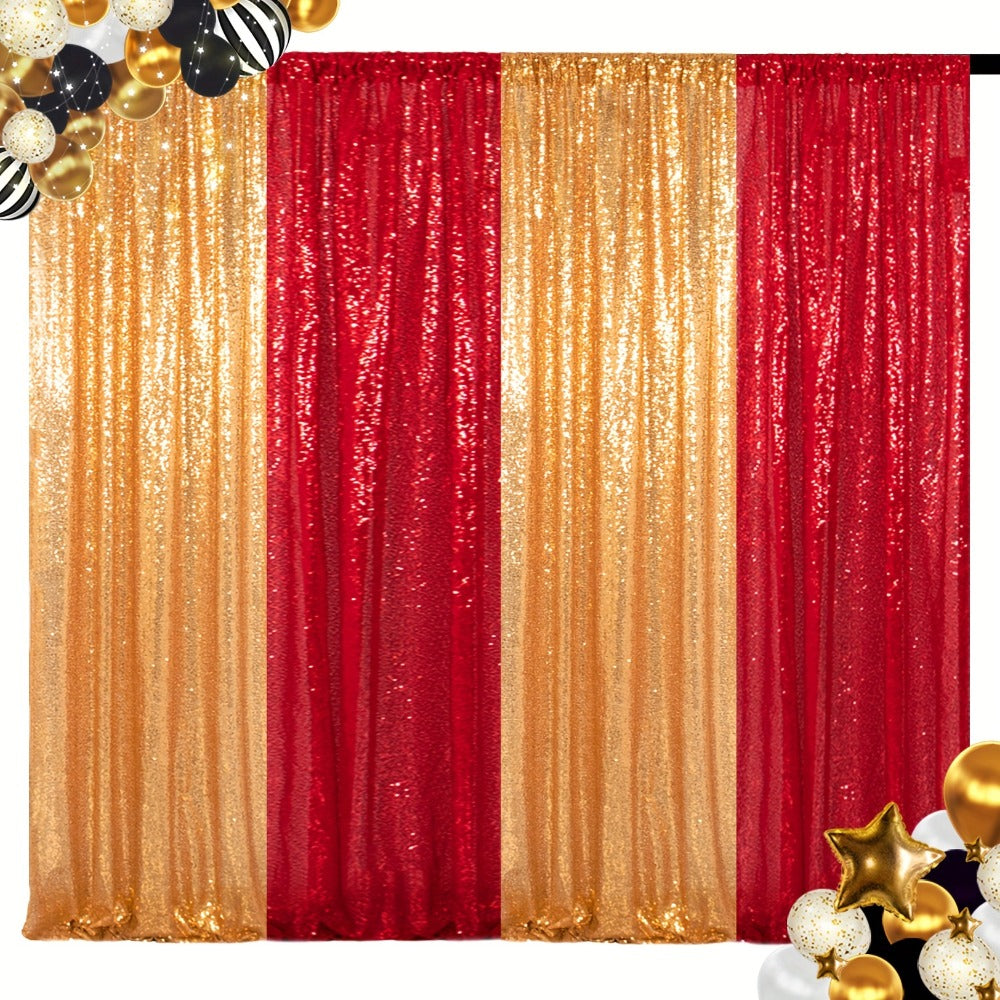 Sequin Backdrop Curtain 4 Panels 2FTx8FT ¨C Shimmer Glitter Background for Wedding Party Photo Booth Decoration