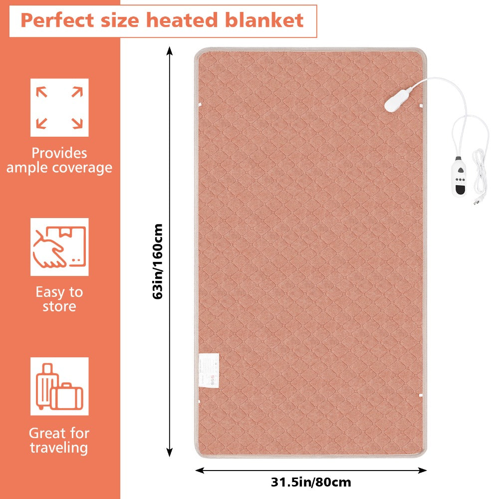 Electric Mattress Pad Heated Bed Warmer 63¡±x31¡± - 9 Heat Settings, 4 Auto Shutoff Modes, Rapid Warming, LED Controller, ETL Certified, Machine Washable, Low EMF, Winter Comfort Gift, Brown & Grey