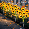 Sunflower Solar Lights Outdoor Garden Decor IP65 Waterproof - 15-Head Solar Powered Sunflower Stake Lights for Garden Flower Bed Pathway Terrace Yard, Decorative Solar Garden Lights Gift for Mom Grandma