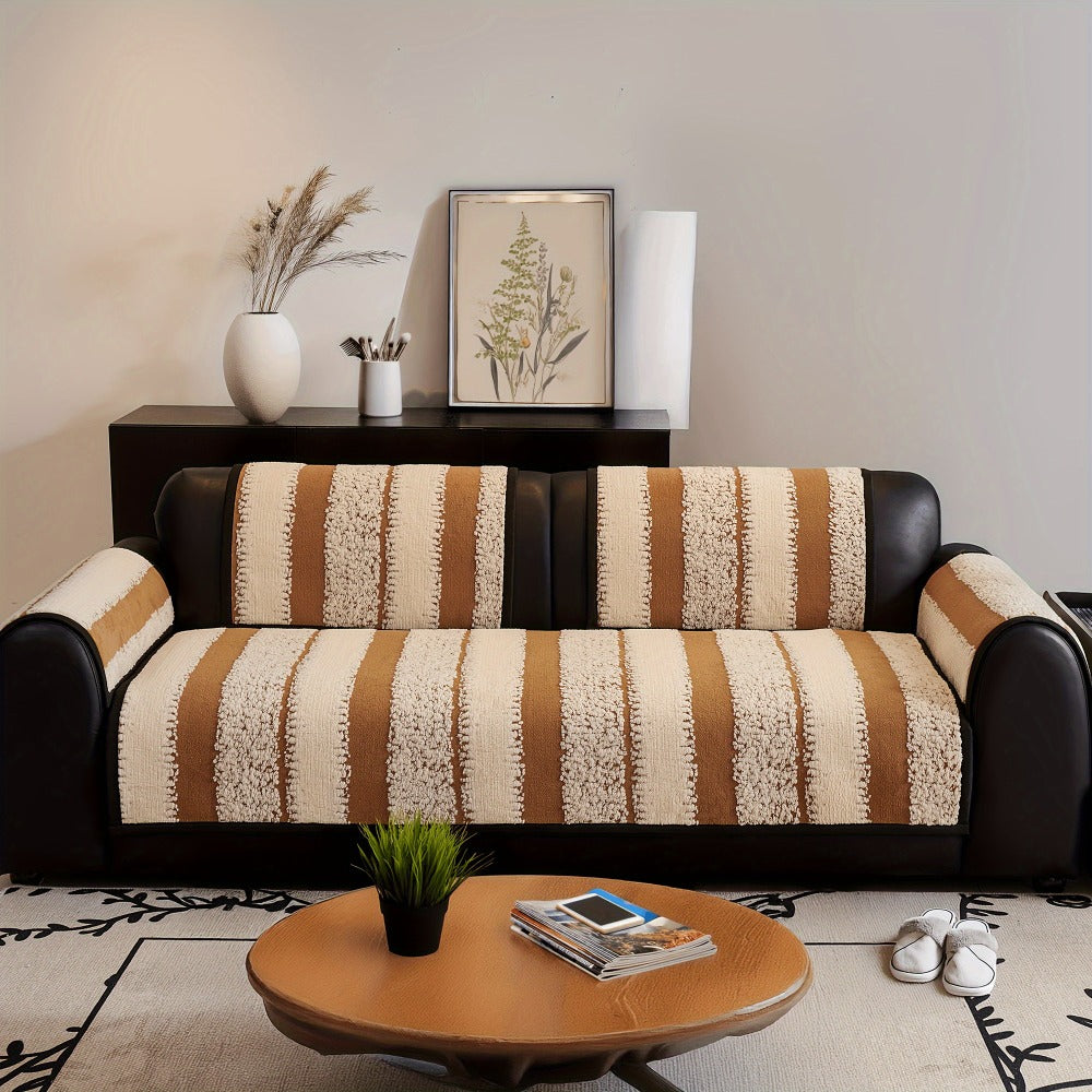Sofa Cover Plush Non-Slip Washable Sectional Couch Slipcover Soft Durable Furniture Protector for Pets Cats Dogs 2 3 4 Cushion Sofa L-Shape Modern Sofa Pad Warm Sitting Cover All Seasons Black Gray Brown