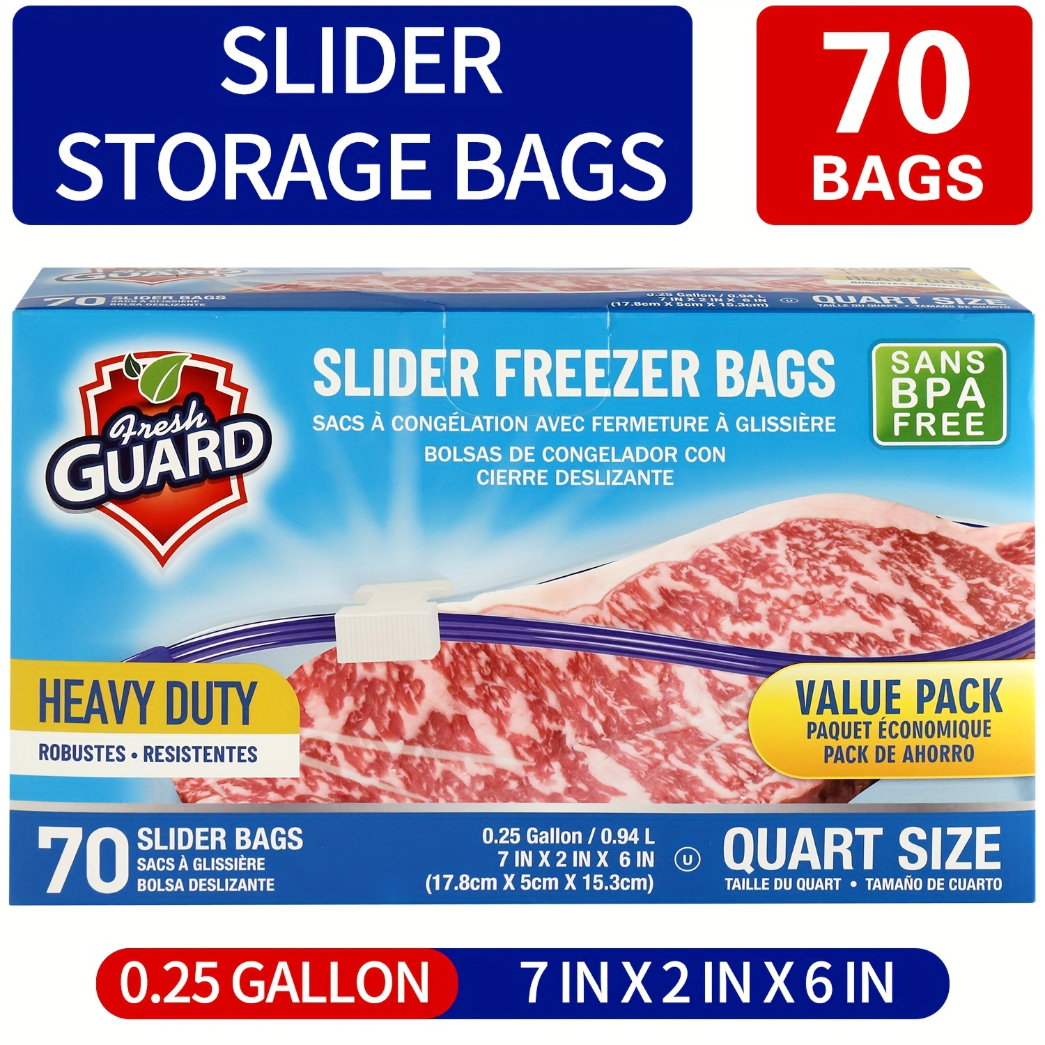 Heavy Duty Slider Storage Bags Ziplock Freezer Bags for Food Fruit Meat Vegetable Grain Kitchen