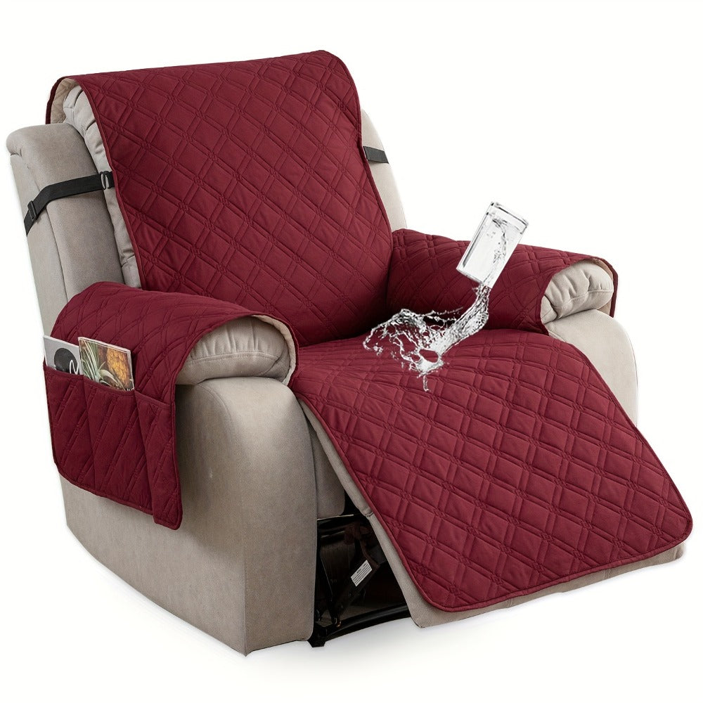 Recliner Chair Cover Waterproof Dual-Layer with Side Pockets Non-Slip Scratch Resistant Machine Washable Pet Protection 11 Colors