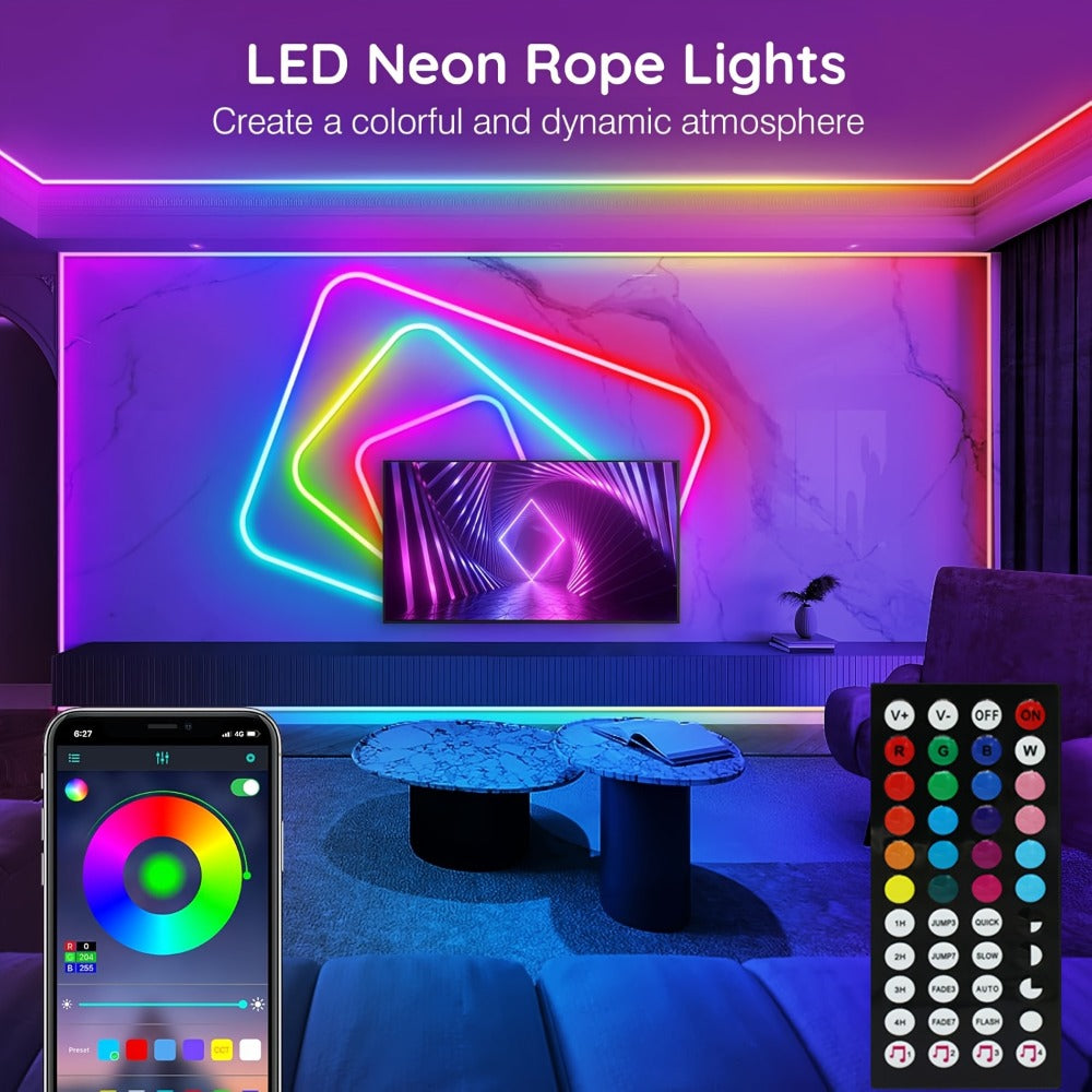 RGB LED Strip Lights Music Sync 5050 Color Changing LED Lights for Bedroom with App Remote Control 40 Key IR 16 Million Colors Dimmable Smart LED Light Strip Kitchen Gaming Room Party Decor 10m 20m 30m