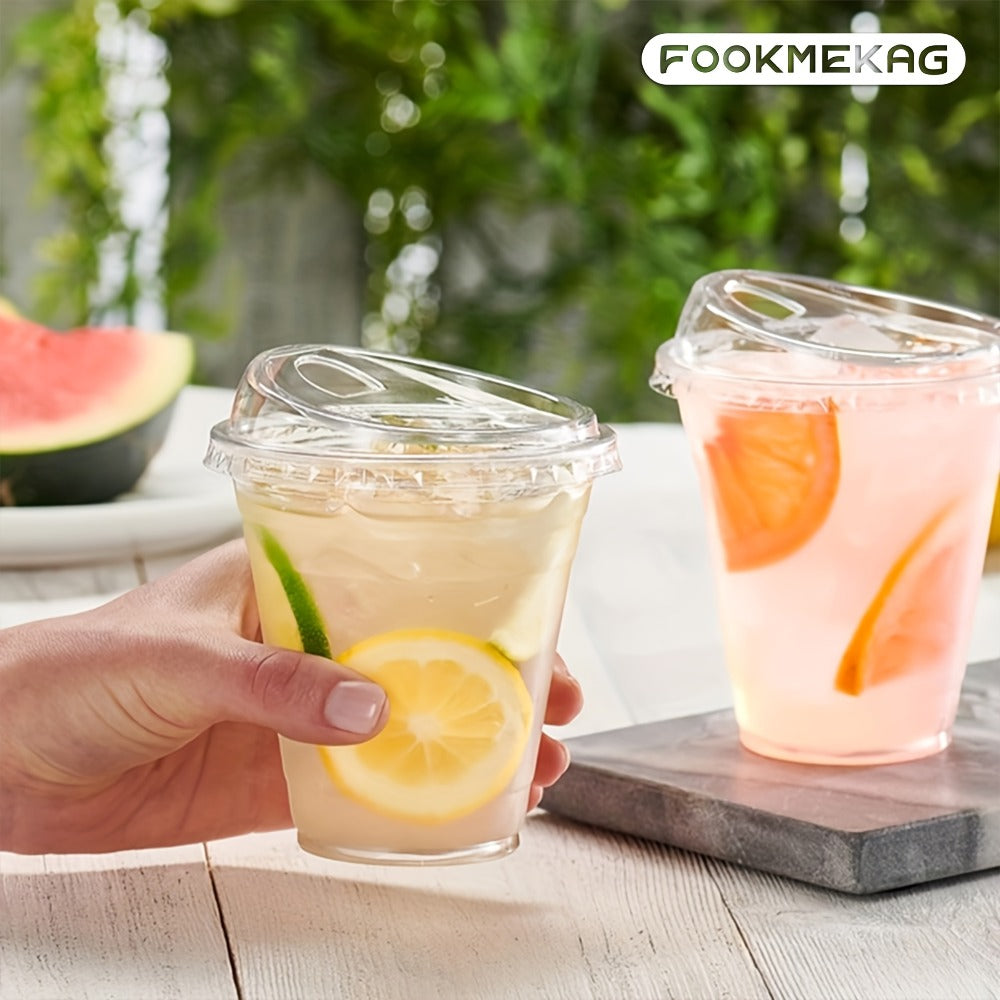 Disposable Clear PET Cups with Lids 50 Sets ¨C Transparent Plastic Cups for Coffee Smoothies Cold Drinks Parties Picnics Travel, 16oz & 20oz
