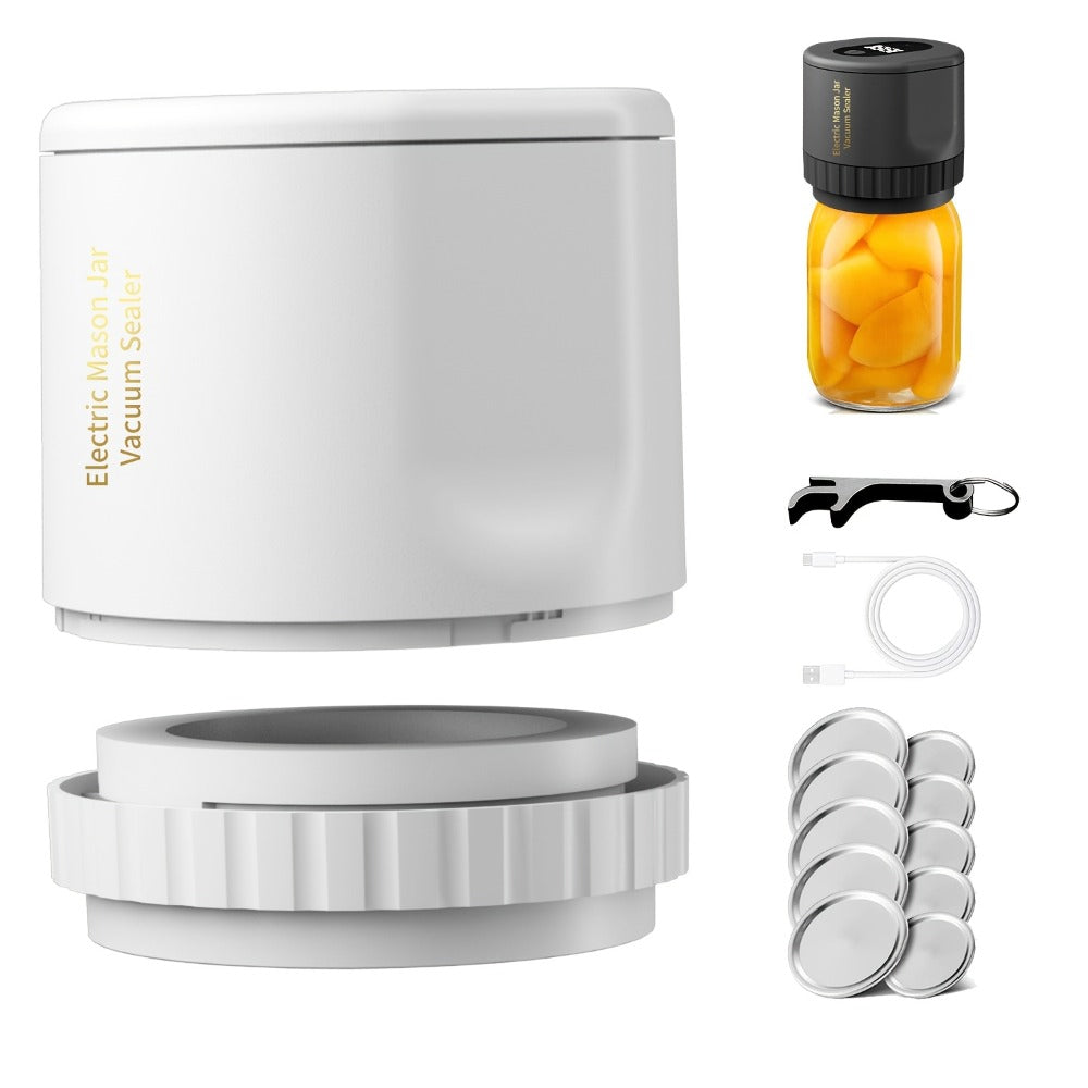 Electric Mason Jar Vacuum Sealer Kit with Sealing Lids Wide Mouth Regular Mouth Compatible Automatic Food Preservation Vacuum Sealing System