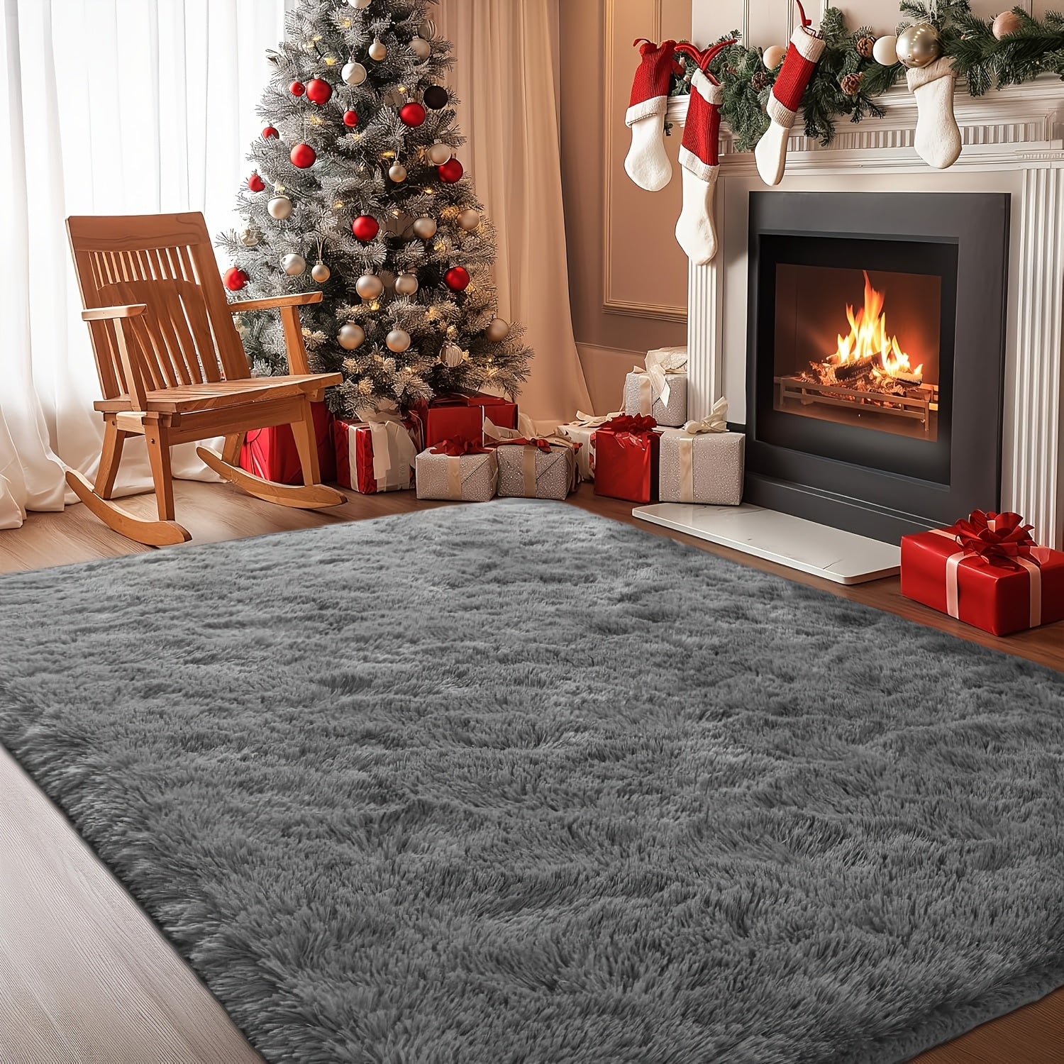 Non-Slip Area Rug Fluffy Soft Carpet - Modern Home Decor Floor Mat for Living Room, Bedroom, Kitchen & Bathroom | Easy Clean Cute Plush Rug in Multiple Colors & Sizes | Indoor Anti-Slip Floor Decoration