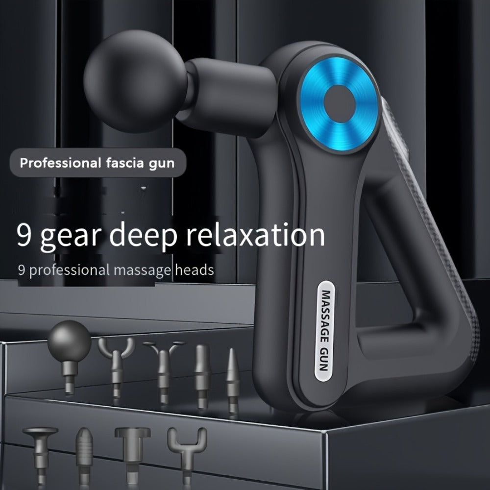 Massage Gun Deep Tissue 9 Interchangeable Heads USB Rechargeable - Powerful Electric Muscle Massager for Full Body, Fascia Gun for Men & Women, Fitness Recovery Gift for Mothers Day Fathers Day Birthday