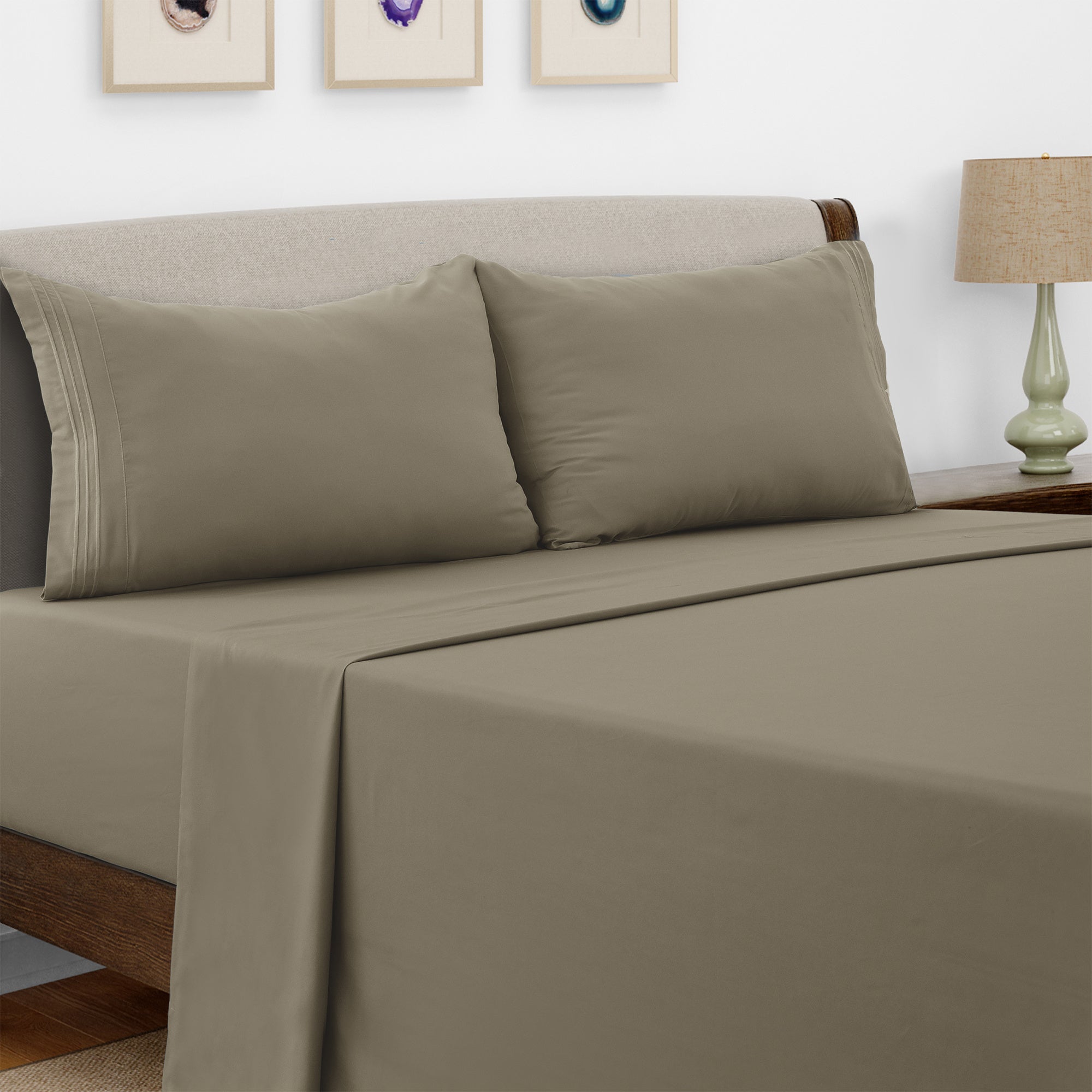 Microfiber Bed Sheet Set 4 Piece - Soft Breathable Deep Pocket 16 inch Fitted Sheet, Flat Sheet & Pillowcases, Wrinkle Fade Resistant Bedding for All Seasons Twin Twin XL Full Queen King Cal King, 24 Colors