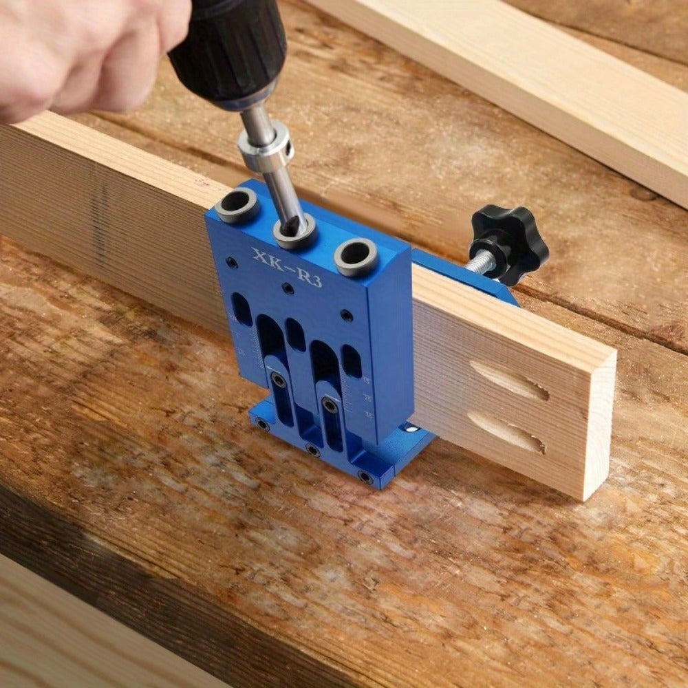 Pocket Hole Jig Kit Adjustable 3 Guide Holes 15 Degree Angle Drill System with Drill Bit Screwdrivers Screws Plugs Hex Drivers for Woodworking Joinery Carpenter DIY Projects