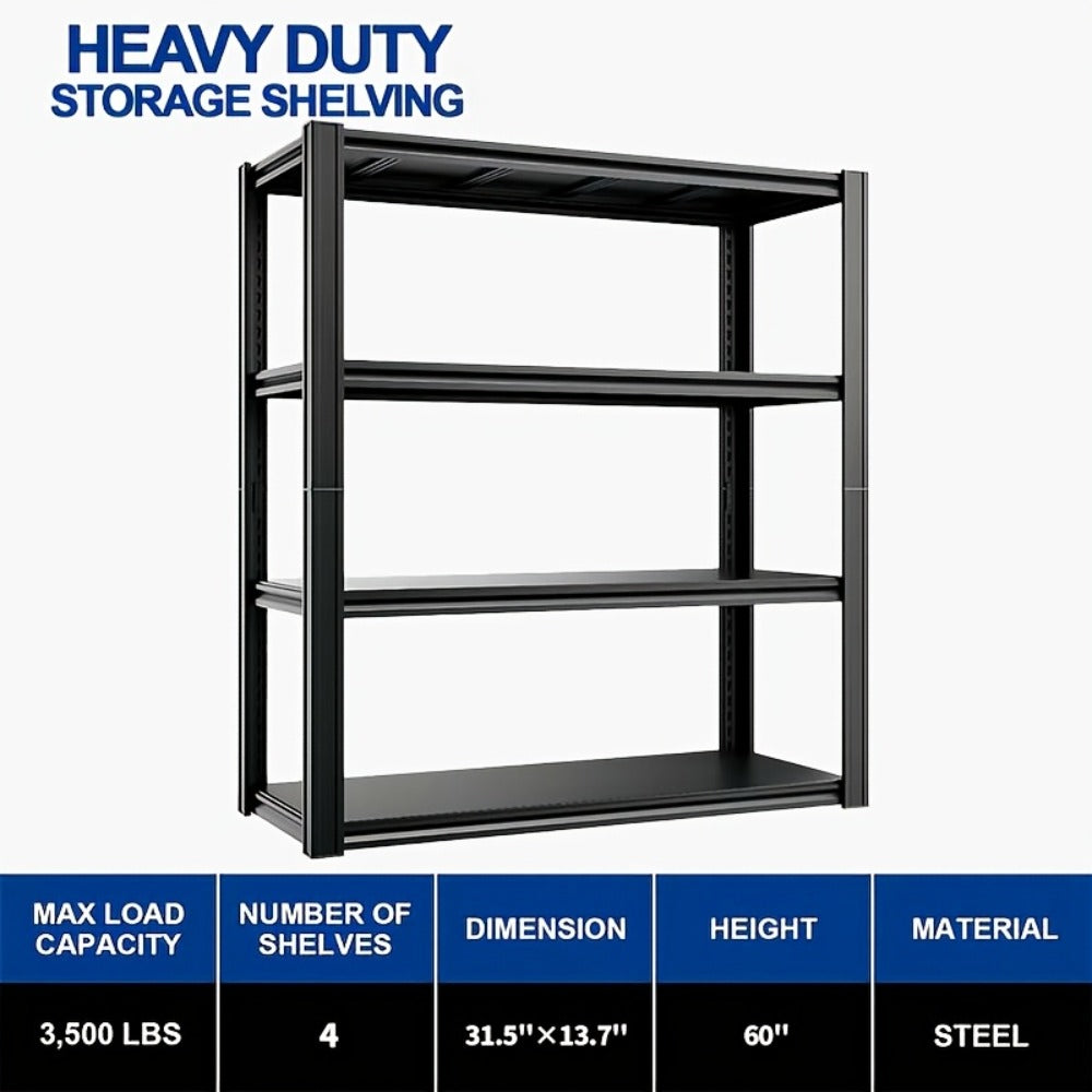 Heavy Duty Metal Shelving Unit 5-Tier - Powder-Coated Steel Storage Rack, 2500 LBS Capacity, Adjustable Height, No-Tool Assembly, for Garage, Basement & Warehouse Organization