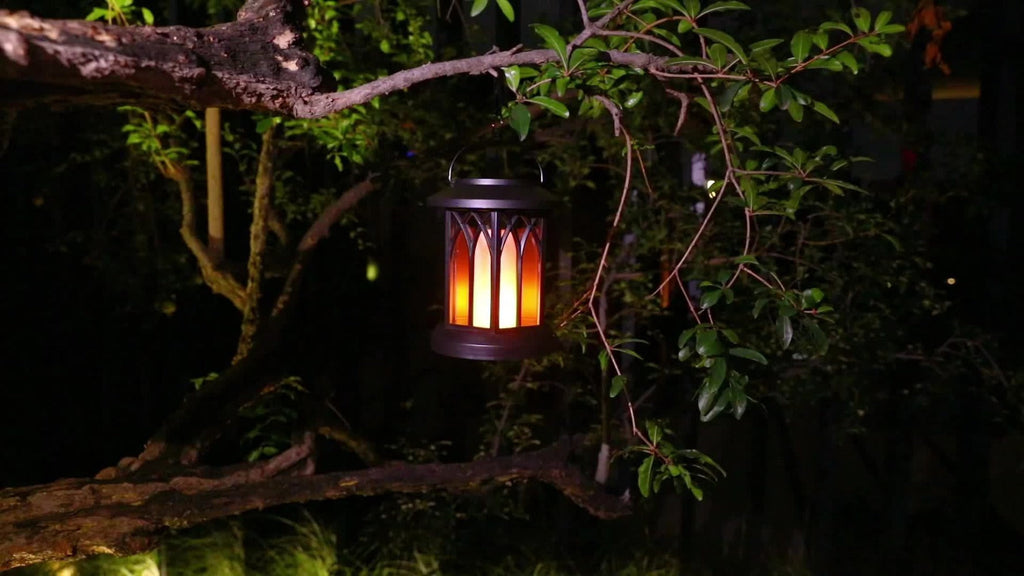 Solar Lantern Outdoor Hanging Lights Flickering Flame IPX5 Waterproof Auto On/Off 12Hrs Garden Yard Patio Decor Classic Black Antiqued Bronze 2 or 4 Pack