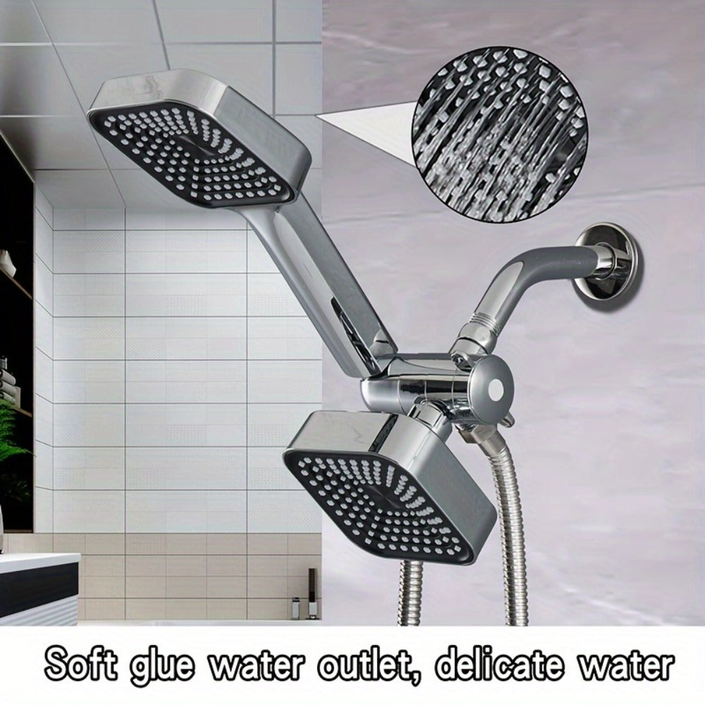 Handheld Shower Head Kit 4 Inch High Flow with Long Hose 3-Way Diverter Dual Purpose Shower Spray Assembly Wall Mount Bathroom Shower Fixtures Silver Black
