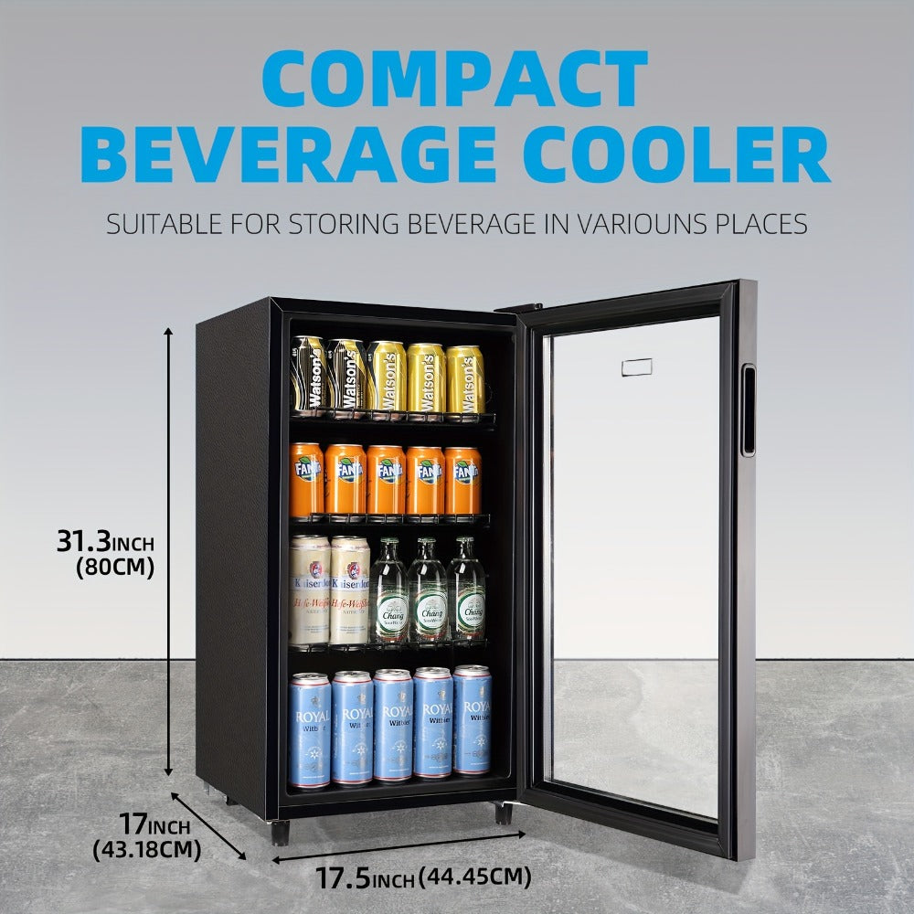 Beverage Refrigerator with Glass Door ¨C Mini Fridge 2.0/3.5/4.0 Cu Ft, LED Lights, Adjustable Shelves, R600a Cooling for Beer, Wine & Drinks, Home, Office & Bar