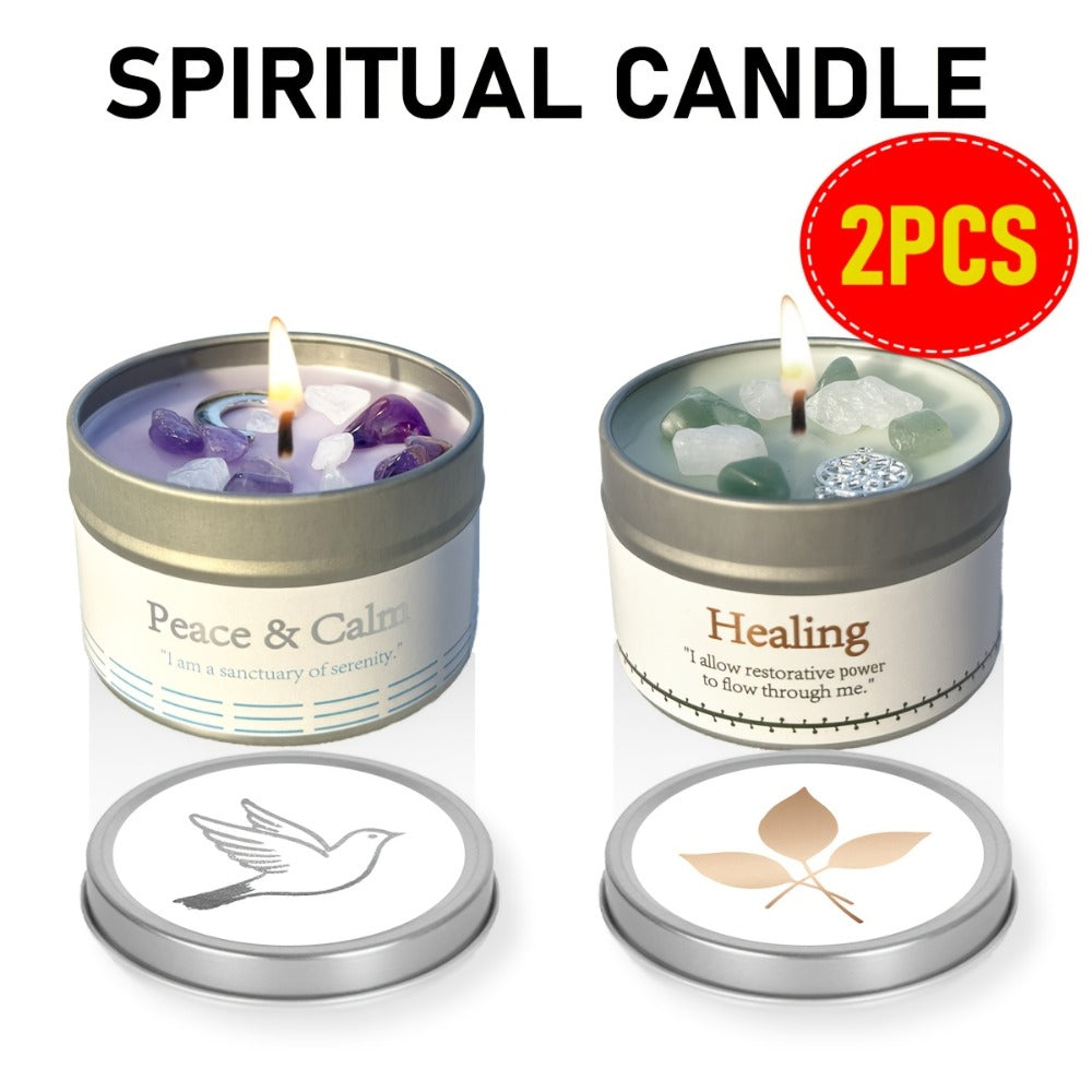 Manifestation Candles Scented Soy Wax with Crystal & Guidance Card for Meditation Yoga Focus | Law of Attraction Abundance Candle | Christmas Birthday Gift for Women