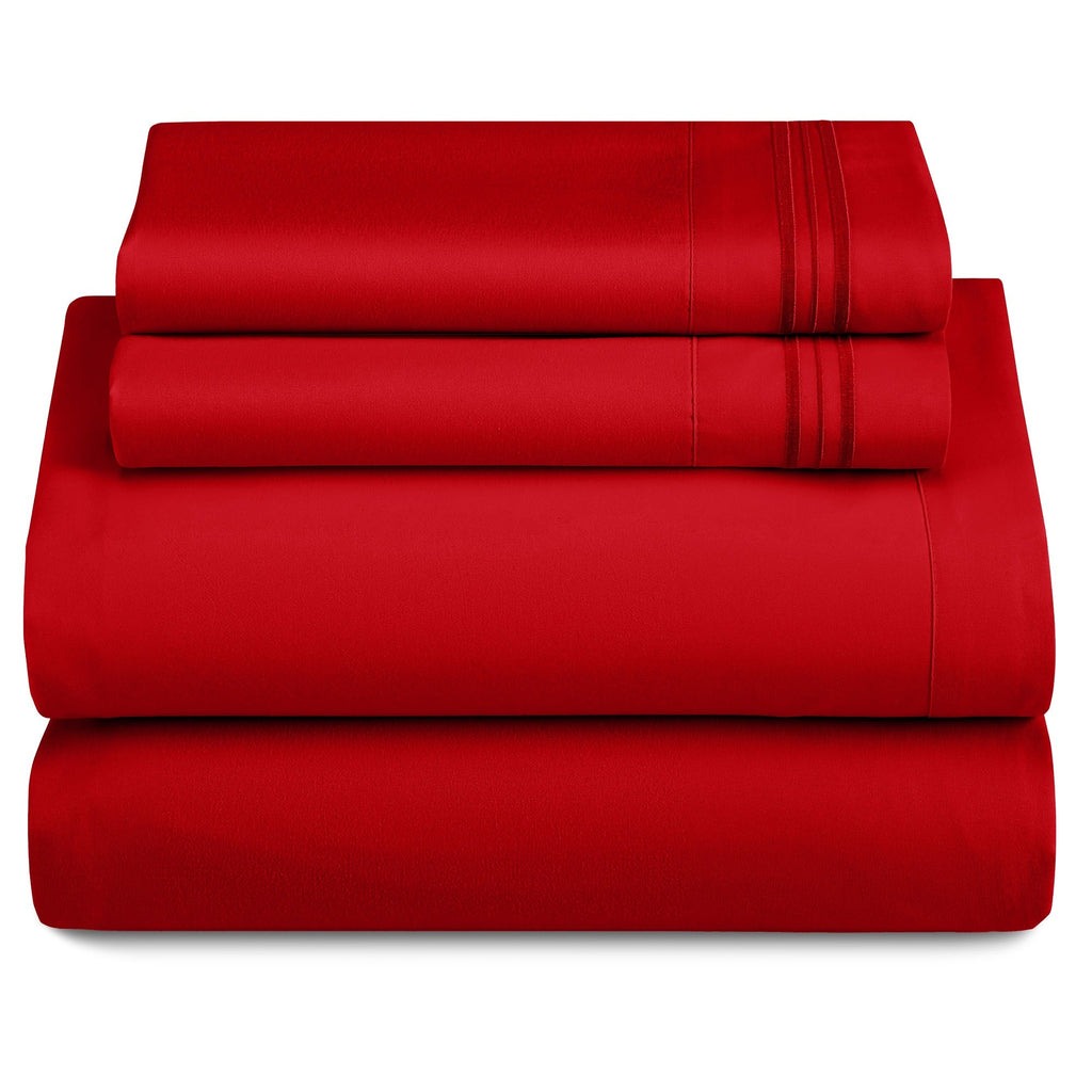 Bed Sheets Set 4-Piece Microfiber 1800 Series Deep Pocket Fitted Sheet Flat Sheet Pillowcases Soft Breathable Wrinkle Fade Resistant Twin Full Queen King Cal King 20 Colors