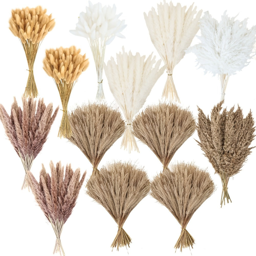 Dried Pampas Grass Decor Bouquet ¨C Natural Fluffy Pampas Stems for Boho Wedding Centerpiece, Living Room Vase Filler, Nursery & Home Decor, Aesthetic Dried Flowers Arrangement, 110 or 300 Pcs