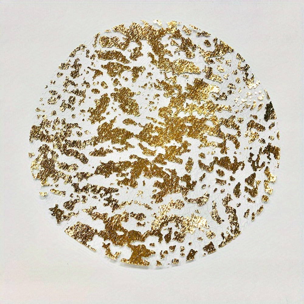 Golden Foil Round Placemats Disposable Table Doilies 50/100pcs ¨C Elegant Mesh Table Pad for Dining, Party & Home Decor