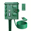 Outdoor Power Stake Timer 6 Outlet Weatherproof ¨C 100FT Wireless Remote Control, Dusk to Dawn Photocell Sensor, 7 Timer Modes, 6FT Cord, Overload Protection for Garden Yard Christmas Holiday Lights