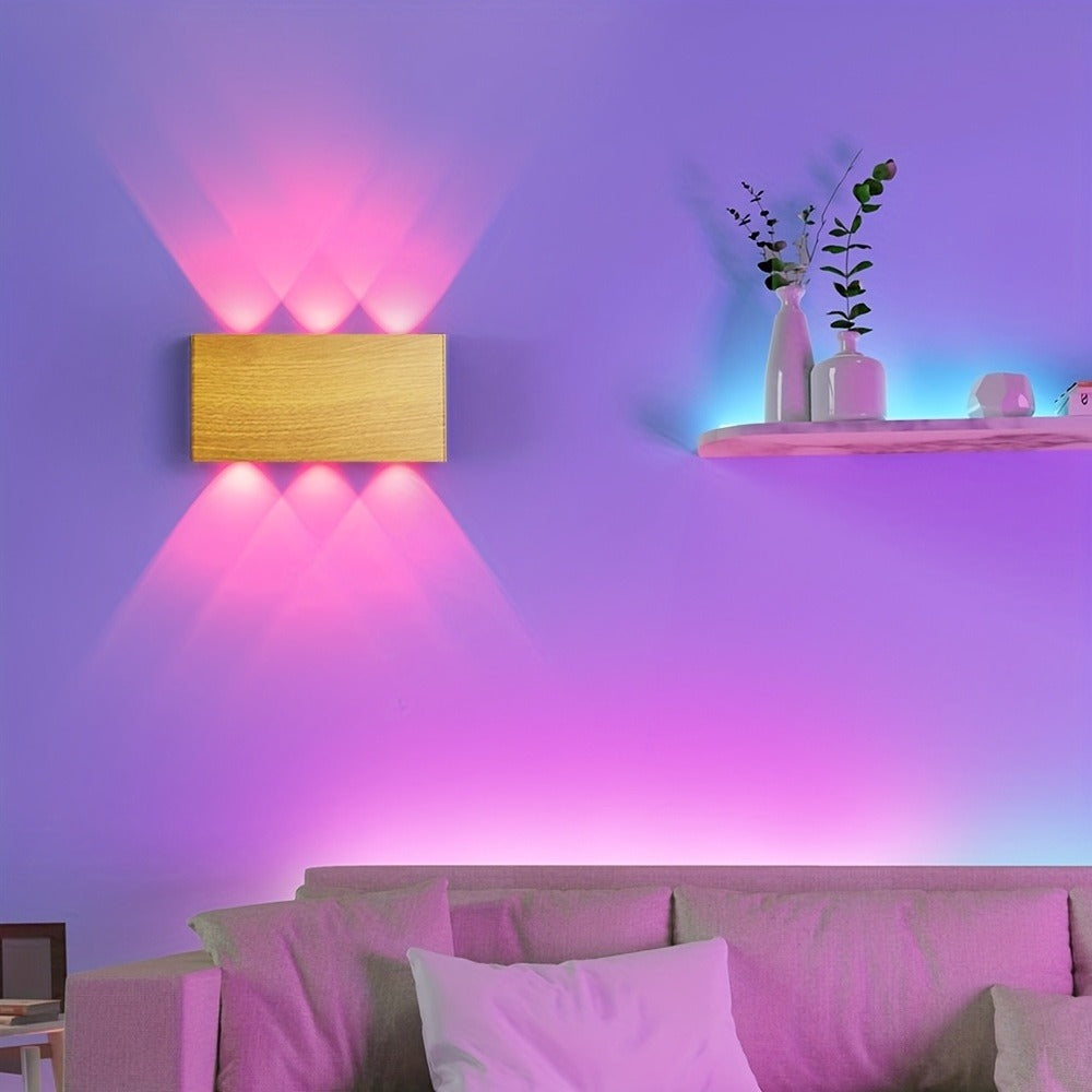 RGB Wall Light 2 Pack Battery Powered - Seven Color Gradient Dimming Night Light with Touch Switch | Festive Atmosphere Lamp for Bedroom, Hallway & Living Room Decoration