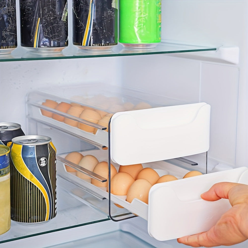 Egg Holder for Fridge 2-Tier Stackable Clear Plastic Egg Storage Container Organizer with Handles Holds 36 Eggs for Kitchen Refrigerator Home Pantry