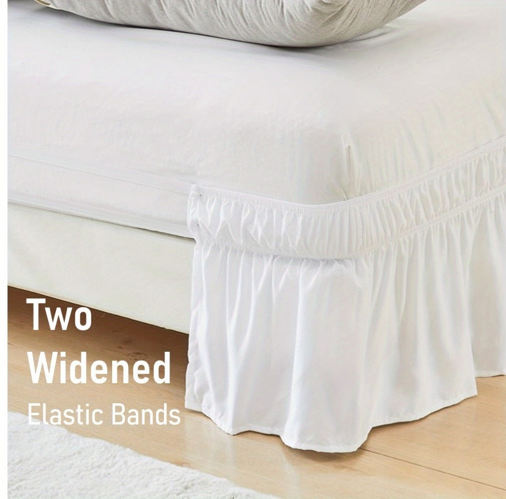 Ruffled Bed Skirt with Adjustable Elastic - Twin Full Queen King, 15-Inch Drop, Machine Washable, 30 Colors