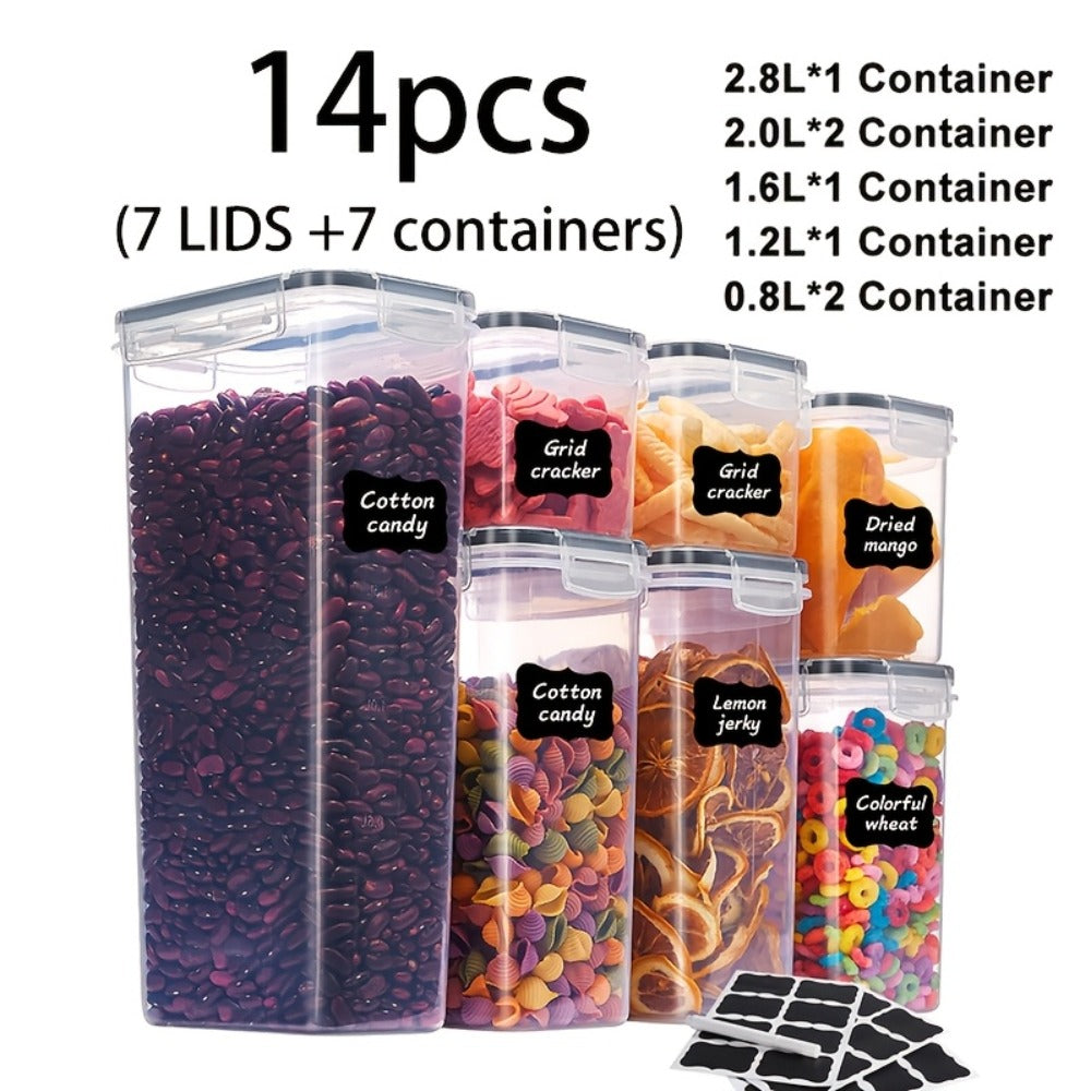 Food Storage Containers with Flip Top Lids - Airtight Plastic Jar Set for Pantry Kitchen Organization, Includes Reusable Labels and Marker, Dishwasher Safe, Available in 6, 12, 14, 20, 48 and 84 Piece Sets for Home Travel and Outdoor Use