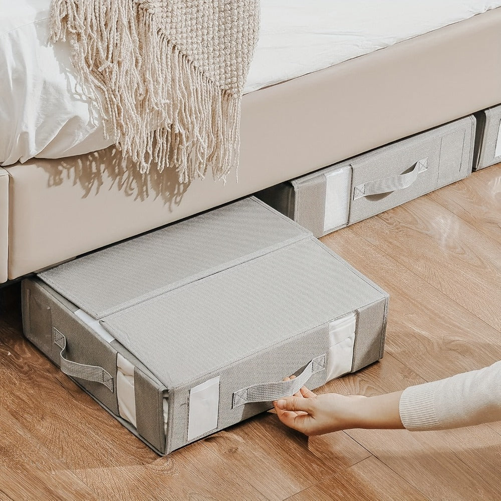 Sheet Organizers and Storage Foldable Closet Organizer Boxes for Bedding, Blankets & Clothes ¨C Bedroom Wardrobe Under Bed Storage Containers, 3 or 6 Pack