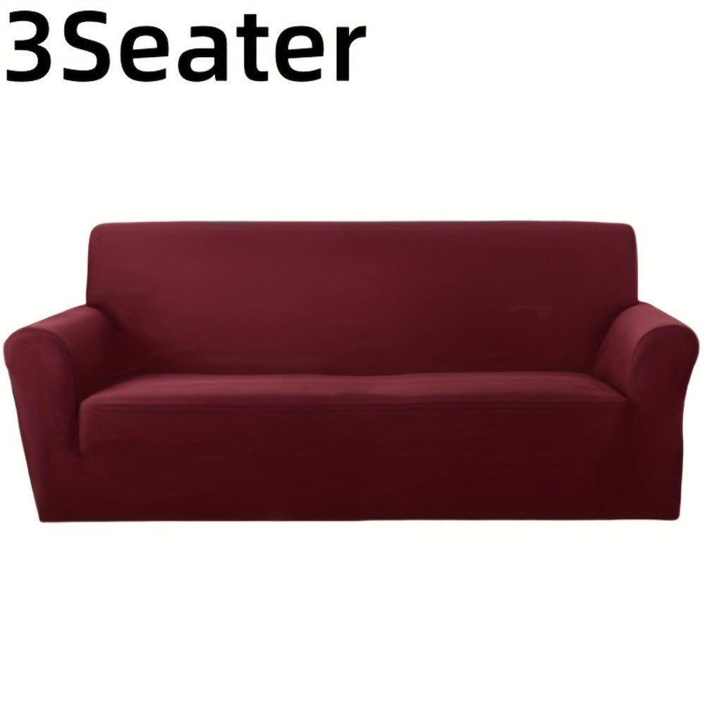 Elastic Anti-Slip Sofa Cover - Stretch Pet Friendly Couch Slipcover with Cat Paw Protection, Easy Care Fabric for Living Room Bedroom Office, 7 Colors 1-4 Seater